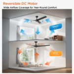 52 Inch Ceiling Fans with Lights Led Remote Control Low Profile Flush Mount for Living Room Bedroom Outdoor Patio,DC Motor,Reversible,Dimmable,Buzzer ON/Off, 3D-I3[Unable ship on weekends, TK/TEMU only for pickup, only TX10643 warehouse supports GOFO] - Image 5