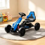 Blue 12V Electric Go Kart – Kids Ride On Toy with EVA Tires, for Backyard Outdoor Play, 2 Speeds, Adjustable Seat, 3-8 Years - Image 6