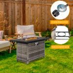 43-Inch Fire Table 50000 BTU Gas Firepit with Volcanic Stone Black - Image 10