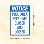 CIFbuy 1pc 8x12 Inch Waterproof Rustproof Metal Tin Sign" Pool Area Gate Closed Locked Safety Warning, Warning, Vintage 2D Flat Wall Art Decor Tin ikTok, Tin ikTok, t Self-pickup Logiopics - Image 3
