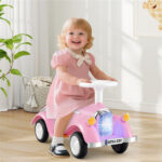 Kids Ride On Sliding Car, Foot-to-Floor Toy with LED Lights & Horn (Pink 19-36 Months) - Image 2