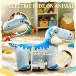 Blue 6V Electric Kids Ride On Animal Toy: Tyrannosaurus Dinosaur with Music, Forward Movement for 18-36 Months Old - Image 7