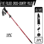 black Five section folding folding trekking pole for hiking and walking - lightweight 7075 aluminum, strong outer lock and high-density EVA grip, men's and women's foldable, stretchable, camping equipment, gifts for hiking friends and family - Image 3