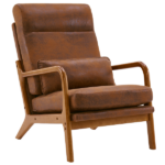 Same Code 28822889 High Back Solid Wood Armrest Backrest Iron Frame Bronzing Cloth Indoor Leisure Chair Orange - Image 3