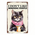 CIFbuy Vintage Black Cat Drinking Coffee Metal Sign 8x12 Inch, Antique Tin Plaque With Glasses For Home Kitchen Cafe Bar Garage Decor TikTok, TikTok, Self-pickup Logiopics - Image 7