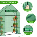 Mini Walk-In Greenhouse with PE Cover, 4-Shelf Indoor Outdoor Garden Plant Shelves, Zippered Roll-Up Door, 56"x29"x77" (Shipment from Walmart) - Image 4