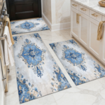 Three-piece kitchen rug set, non-slip and washable, abstract pattern kitchen hallway rug, soft and comfortable, suitable for sinks, floors, entrances, hallways and bathrooms. - Image 18