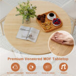 Natural 47" Round Dining Table , Family-Sized for 4-6 People, Hourglass Metal Base & Curved Tabletop - Image 10