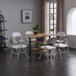 Same Code 71155989 6pcs Elegant Foldable Iron & PVC Chairs for Convention & Exhibition White - Image 55