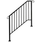 [Same Code 11384510 73142795]Artisasset Matte Black Outdoor 3 Level Iron Handrail - Image 16