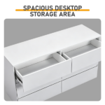 Handle-Free 6-Drawer Storage Cabinet Chest of Drawers with USB-Powered RGB LED Strip 47.24*15.75*27.56in High-Gloss White - Image 6