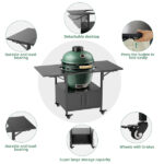 Outdoor Grill Table for Big Green Egg Style BBQ, Metal Grill Cart with 2 Folding Panels, Compatible with up to Large Green Egg, Kamado Joe Jr - Image 9