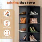 7-tier, 360° rotating wood-plastic composite shoe rack, 60*60*184cm, black - Image 6