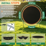 Orange 12' Trampoline Replacement Mat – 72 V-Hooks, Fits 5.5" Springs, for Backyard Old Trampoline Surface Upgrade (Spring & Frame not Included) - Image 8