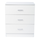 3-Drawer Tall Cabinet Particleboard Bedside Table with Textured Melamine Finish White - Image 2