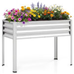 44" Elevated Raised Garden Bed with Drainage Holes, 32" Ergonomic Height Metal Planter - Silver - Image 5