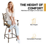 Outdoor Swivel Bar Stools Set of 2, Cast Aluminum Patio Bar Height Chairs, All-Weather Bar Dining Chairs Outdoor Swivel Chairs Furniture (Grid Back) - Image 7