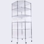 6-Layer Chrome Plated Polygonal Corner Shelf with 2" PP Wheels 680*680*1800 Silver - Image 18