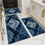 Three-piece kitchen rug set, non-slip and washable, abstract pattern kitchen hallway rug, soft and comfortable, suitable for sinks, floors, entrances, hallways and bathrooms. - Image 19