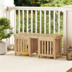2-in-1 Wooden Garden Bench with 2 Planter Boxes, Fir Wood Outdoor Patio Seat for Yard & Lawn - Image 4