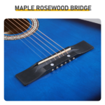 Blue 38-inch Round Acoustic Guitar with Picks, Strings, Capo, Case, Tuner, and Strap - Image 12