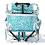 1 PCS Aluminum Beach Chair, 8.5 Inch Seat Height Teal Tribal Pattern, Adjustable Folding Chair with Headrest, Shoulder Strap, 2-in-1 Cup Holder Side Pocket, Back Cooler Bag, Integrated Oxford Fabric with Crossbar, 5 Positions Reclining Lounger, 63x109x84cm, Load Capacity 120KG - Image 20