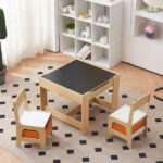 Children's Wooden Table And Chair Set With Two Storage Bags (One Table And Two Chairs) - Image 53