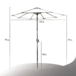 Outdoor 9ft Patio Umbrella with Crank Handle and Push Button Tilt, Outdoor Market Umbrella with 8 Ribs - Black Stripe - Image 3