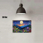 CIFbuy Metal Sign Night View Floral Starry Sky Mountain Wall Art, Wildflower Moonlight 2D Flat Iron Plate Decorative Painting, Indoor H TikTok, TikTok, Self-pickup Logiopics - Image 3