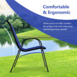 Navy 2 Pack Stackable Patio Dining Chairs, Ergonomic Steel Frame Breathable Fabric Outdoor Chairs 330 LBS Capacity - Image 8
