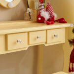 Kids Vanity Set with Mirror and Lights and Stool, 5 Storage Drawers, Pretend Play Princess Makeup Desk Dressing Table and Stool Set for Little Girls Age 3+, Macaroon Orange - Image 14