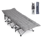 Folding Camping Cot Bed with Soft Pad, Portable Outdoor Cot, Adults Sleeping Bed for Home Office Nap Beach Travel, Gray - Image 10