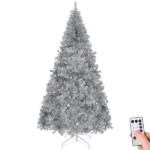 Replace 31778252 6 FT Pre-lit Artificial Christmas Tree, Hinged Xmas Pine Tree with 900 Branch Tips, 300 Lights and Remote Control for Holiday Party Office Home, Silver - Image 7