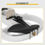 Full Size 4/4 Bunnel Edge Electric Silent Violin with Case Bow Rosin Headphone Connecting Line White - Image 10