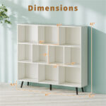 10 Cube Bookcase 3-Tier Modern Storage Organizer with 5 Metal Legs Bookshelves - Image 2