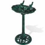 50*36*81cm Dark Green Resin Bird Bath With Shell Edge & 1.4W Solar Fountain - Image 4