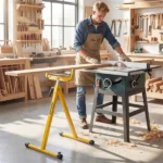 2-Pack Heavy Duty Metal Folding Roller Stand with Edge Guides Portable Woodworking Support - Yellow - Image 7