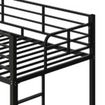 Black Twin Bunk Bed Square Tube High Guardrail Side Ladder Opening Iron Bed - Image 3
