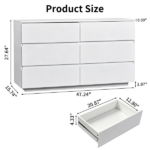 Handle-Free 6-Drawer Storage Cabinet Chest of Drawers with USB-Powered RGB LED Strip 47.24*15.75*27.56in High-Gloss White - Image 5
