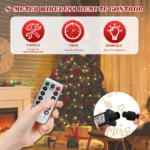 7.5 FT Artificial Christmas Tree with DIY 300 Warm White LED Lights, Hinged Xmas Pine Tree with Giant Bowknot and Red Ball Ornaments for Holiday Party Office Home, Dark Green Tree & Red Decor - Image 11