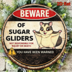 CIFbuy 1pc Cute Sugar Glider Warning Sign, "" Glider Warning Sign, Sign, 8x8in Retro 2D Flat Round Decorative Plaque TikTok, TikTok, temu emu Self-pickup Logiaqics - Image 5