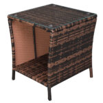 Replace 6088352 Glass Surface Brown Gradient Iron Frame Rattan Side Table - Image 24