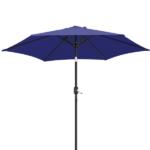 9ft Patio Umbrella, Outdoor Market Umbrella with Push Button Tilt, Crank Handle, 6 Sturdy Iron Ribs, UPF 50+ Waterproof Polyester Canopy, KD Design for Garden, Deck, Backyard, Poolside, Navy Blue - Image 6