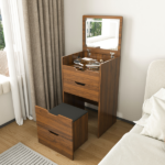 3-in-1 Vanity Desk with Lighted Mirror & Stool, Flip Top Makeup Dressing Table, Compact Storage for Bedroom, Bathroom, Dressing Room(18.9"L, Walnut) - Image 14