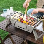 Foldable Charcoal BBQ Grill Stainless Steel Grill Net Easy Setup Portable Tabletop Barbecue Grill for Camping Picnic Outdoor Party Backyard - Image 2