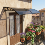 Awning for Door Entrance with Drainage Sink, 40x80 Inch Window Canopy Exterior, UV Rain Snow Protection for House Porch Patio Deck, Black Bracket & Brown Board - Image 15