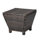 Outdoor PE Wicker Side Table with Storage, Small Patio Storage Bin Container for Hose Cushion Towel, Brown SAME AS 46755449 - Image 15