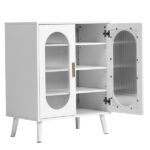 Two-door, polycarbonate sheet shoe cabinet with four internal layers, USB LED strip, and 24 adjustable buttons. Made of particleboard and polycarbonate sheet. Dimensions: 68*40*83.5 cm. White - Image 2