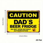 CIFbuy Dad's Beer Fridge Funny Caution Metal Sign Vintage Man Cave Wall Decor Rustproof Waterproof 8x12 Inch Kitchen Bar Room Art TikTok, TikTok, t Self-pickup Logiopics - Image 2