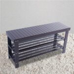 90cm Strip Pattern 3 Tiers Bamboo Stool Shoe Rack Wood Color - Image 9